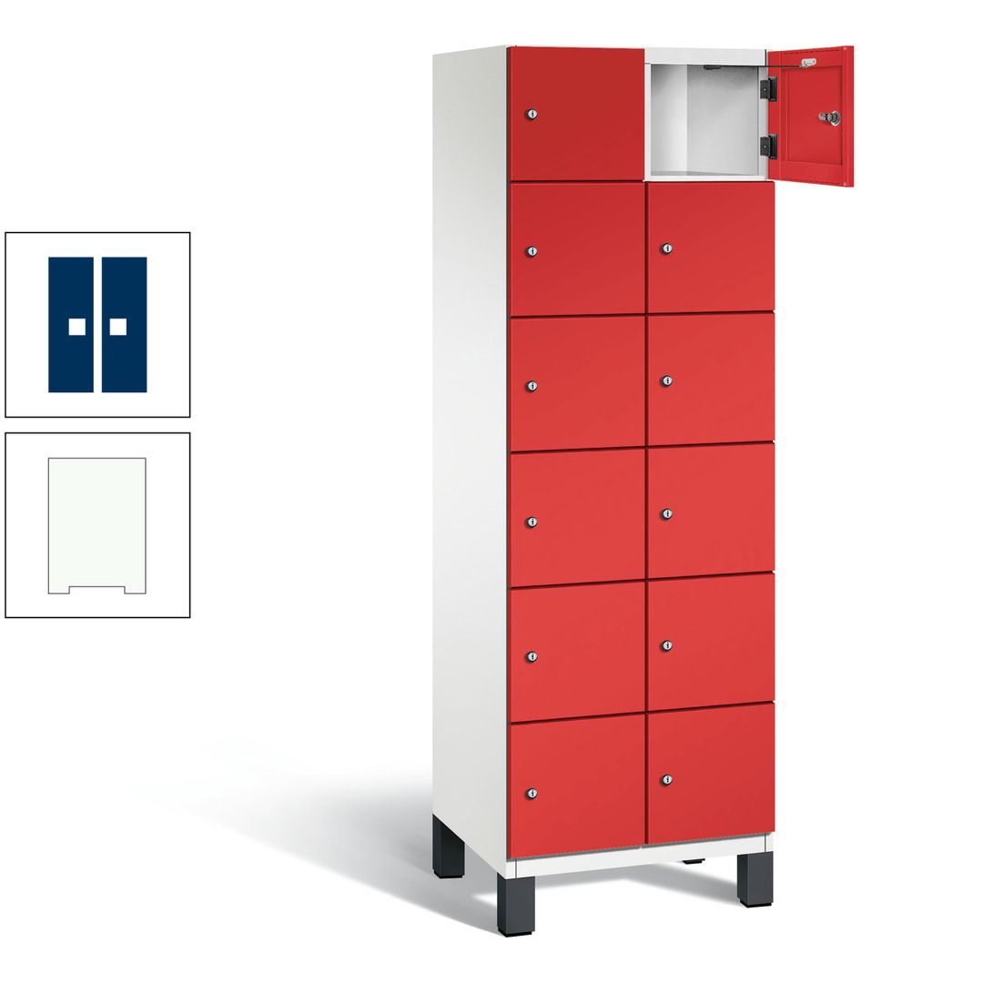 Fächerschrank, Stahlschrank, 12 Fächer, Türöffnungsbegrenzer, Füße, 1.980 x 600 x 525 mm (HxBxT), Korpus anthrazitgrau, Front anthrazitgrau