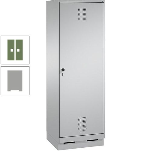 Doppel-Spind, Garderobenschrank, 1 Tür für 2 Abteile a 300 mm, Korpus anthrazitgrau, Türen anthrazitgrau, 1.800 x 600 x 500 mm (HxBxT)