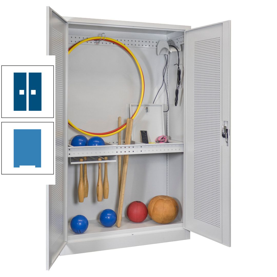 Sportschrank - Lochfeldtüren - Variante 1 - 1.950x1.200x500 mm (HxBxT) - anthrazitgrau