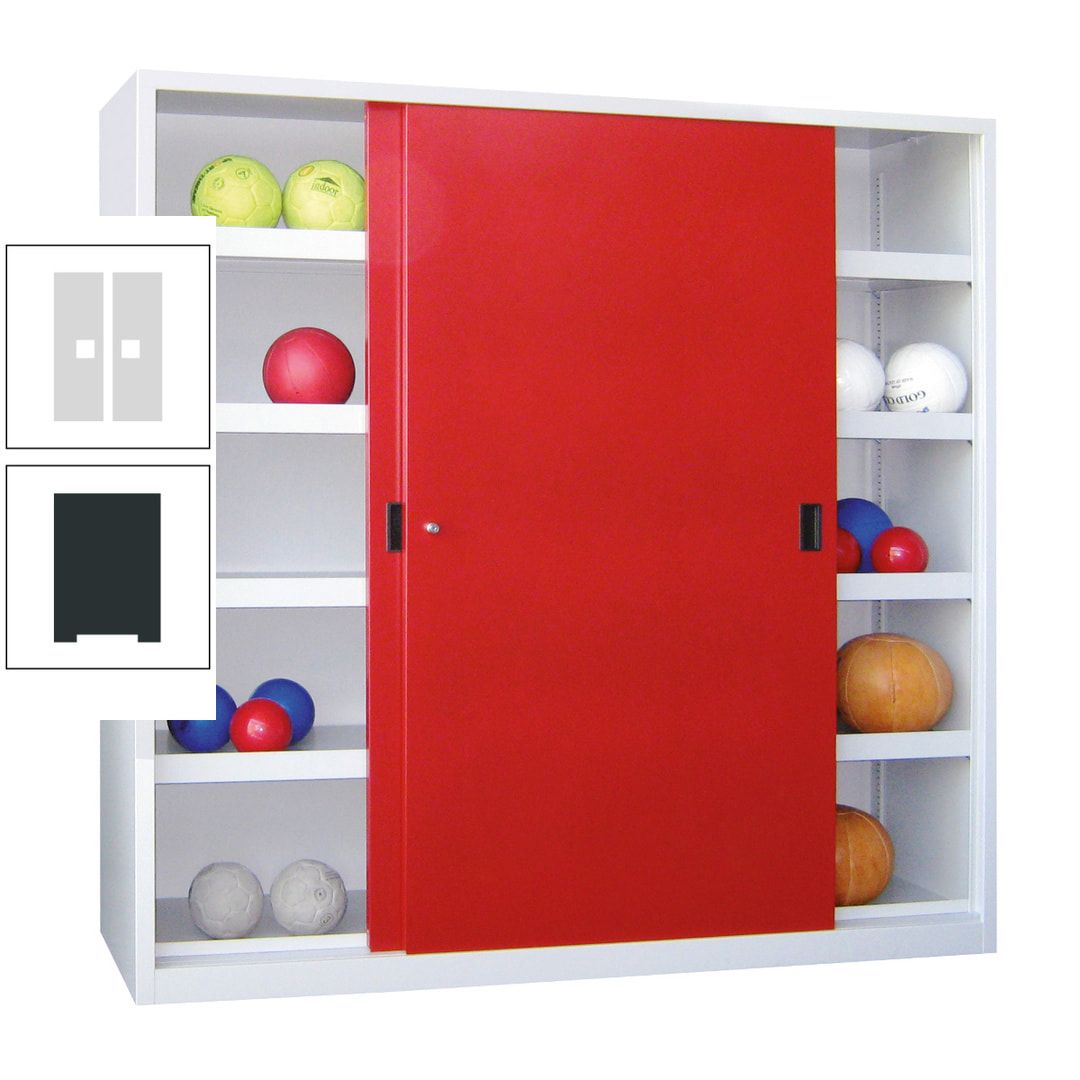 Ballschrank - Schiebetüren - Trennwand - 8 Böden - 1.950x1.500x600 mm (HxBxT) - anthrazitgrau