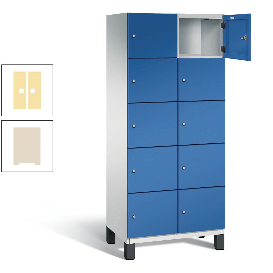 Fächerschrank, Stahlschrank, 10 Fächer, Türöffnungsbegrenzer, Füße, 1.980 x 800 x 525 mm (HxBxT), Korpus anthrazitgrau, Front anthrazitgrau