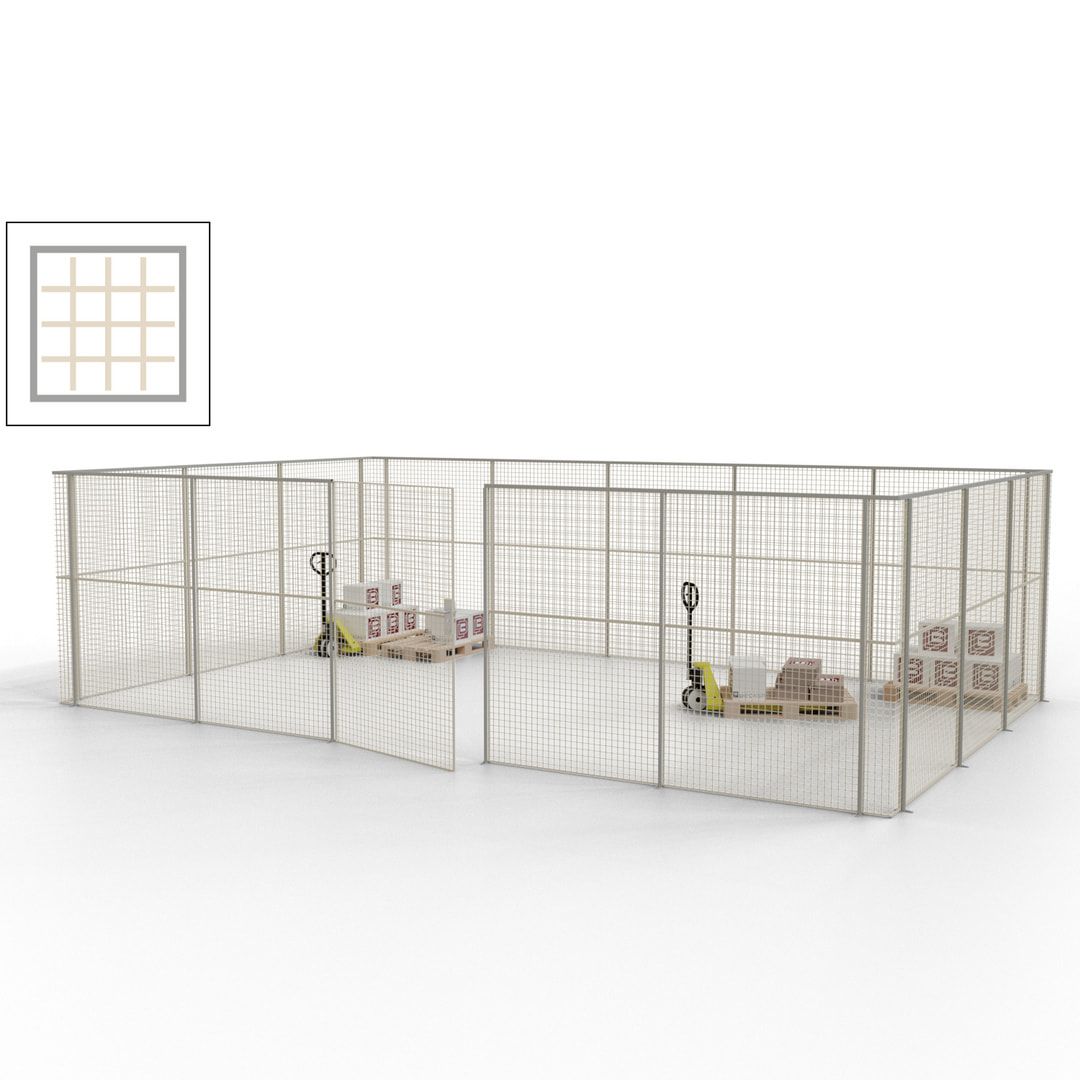 Maschinen Schutzgitter - Hallentrennwand - Sicherheitszaun - Tür - 22 m - 2.200 x 7.900 x 4.900 mm (HxBxT) - enzianblau