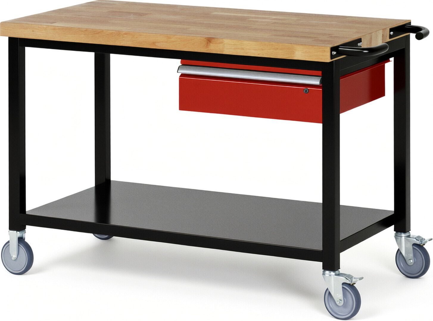 Mobile Werkbank mit Ablageboden - 1 Schublade - 150:1 - höhenverstellbar 880-1.080 mm - 1.250 x 700 mm (BxT) - 450 kg - Anthrazitgrau