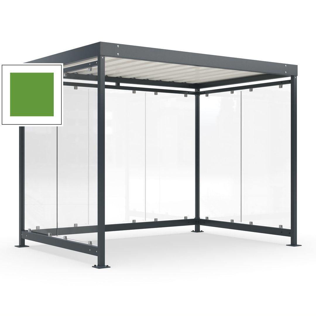 Raucherunterstand, Bausatz, Fahrgastunterstand, Bushaltestelle, 2.510 x 3.180 x 2.165 mm (HxBxT), 7 Wände, Achatgrau