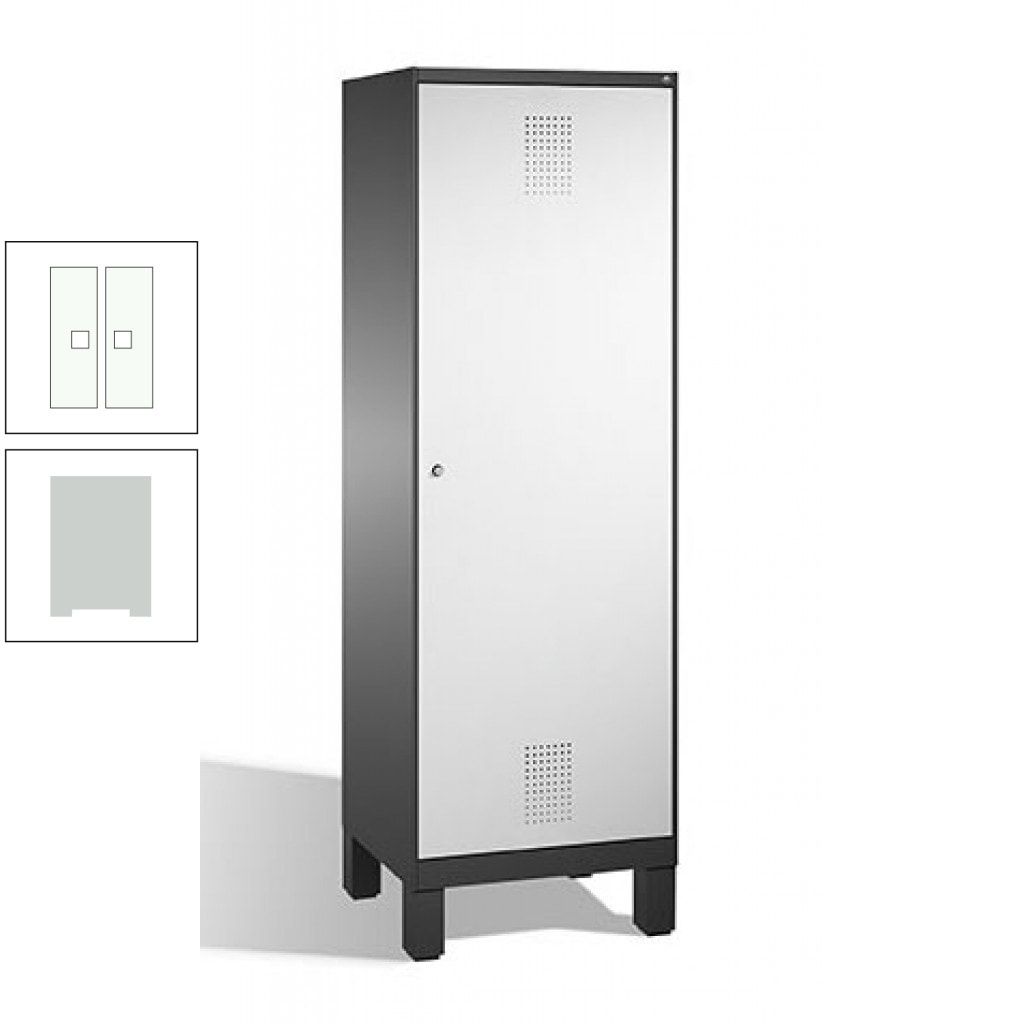 Doppel-Spind, Garderobenschrank, 1 Tür für 2 Abteile a 300 mm, Korpus anthrazitgrau, Türen anthrazitgrau, 1.850 x 600 x 500 mm (HxBxT)