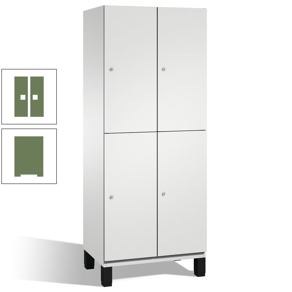Fächerschrank, Stahlschrank, doppelstöckig, 4 Fächer, Füße, Korpus anthrazitgrau, Tür anthrazitgrau, 1.980 x 600 x 525 mm (HxBxT)