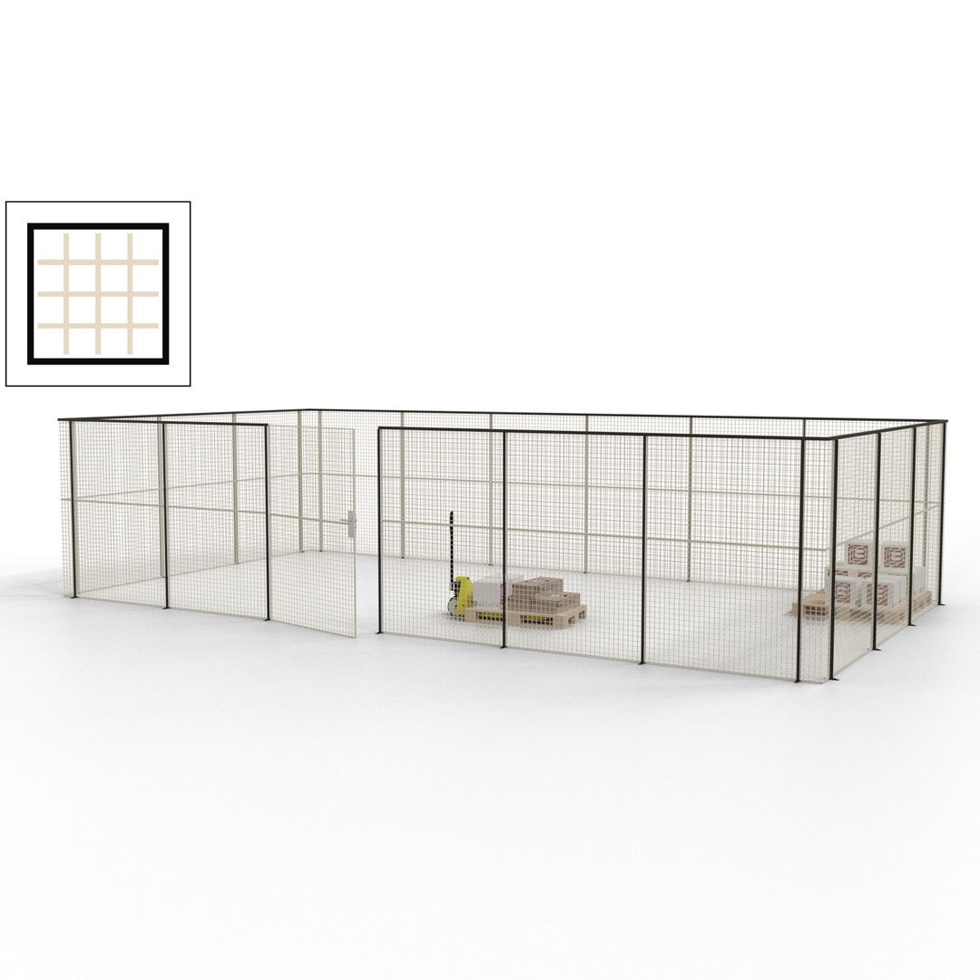 Maschinen Schutzgitter - Hallentrennwand - Sicherheitszaun - Tür - 27 m - 2.200 x 9.400 x 4.900 mm (HxBxT) - enzianblau