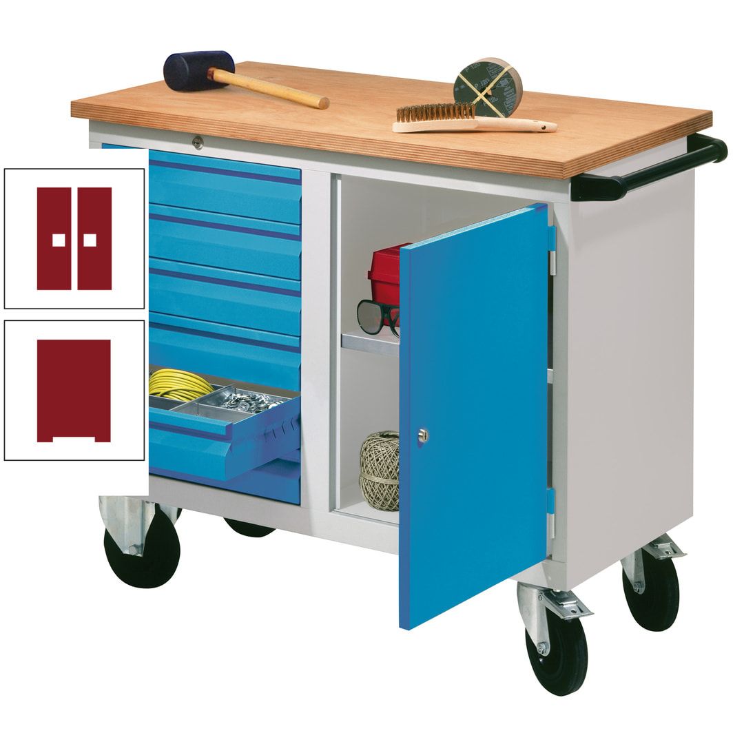Mobile Werkbank - Werkstattwagen - 915 x 1.090 x 600 mm - 6 Schubladen und Schrankfach - anthrazitgrau
