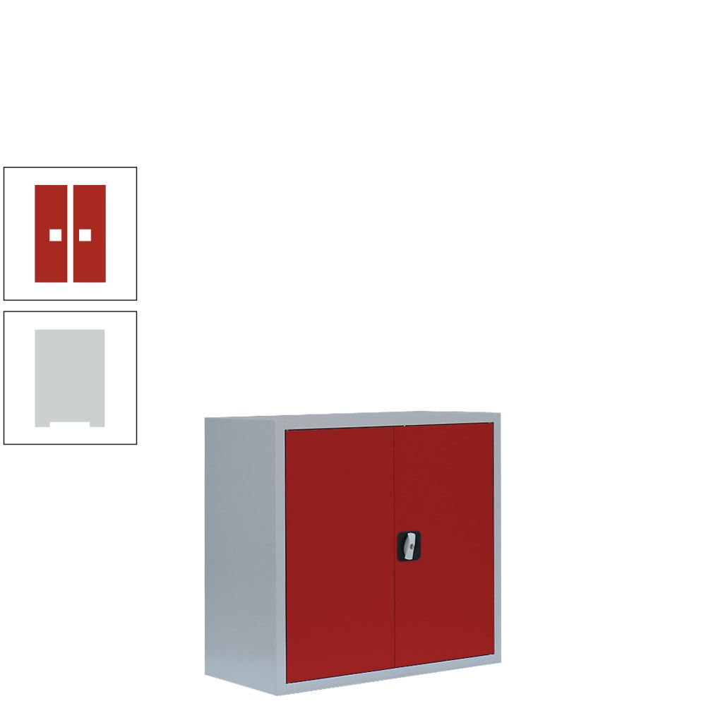 Aktenschrank, Büroschrank, abschließbar, Flügeltüren, 1 Fachboden, 750 x 800 x 383 mm (HxBxT), Stahl, Korpus und Türen in lichtgrau