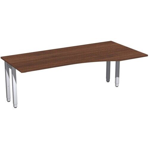 Eckschreibtisch, Ecke rechts, Füße einseitig verkürzt, 4-Fuß Quadrat Pro, höhenverstellbar, 680-800 x 1.600 x 1.000 mm (HxBxT), Dekor Ahorn