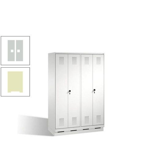 Doppel-Spind, Doppeltüren, Garderobenschrank mit Sockel, 4 Abteile a 300 mm, Korpus anthrazitgrau, Tür anthrazitgrau, 1.800 x 1.200 x 500 mm (HxBxT)