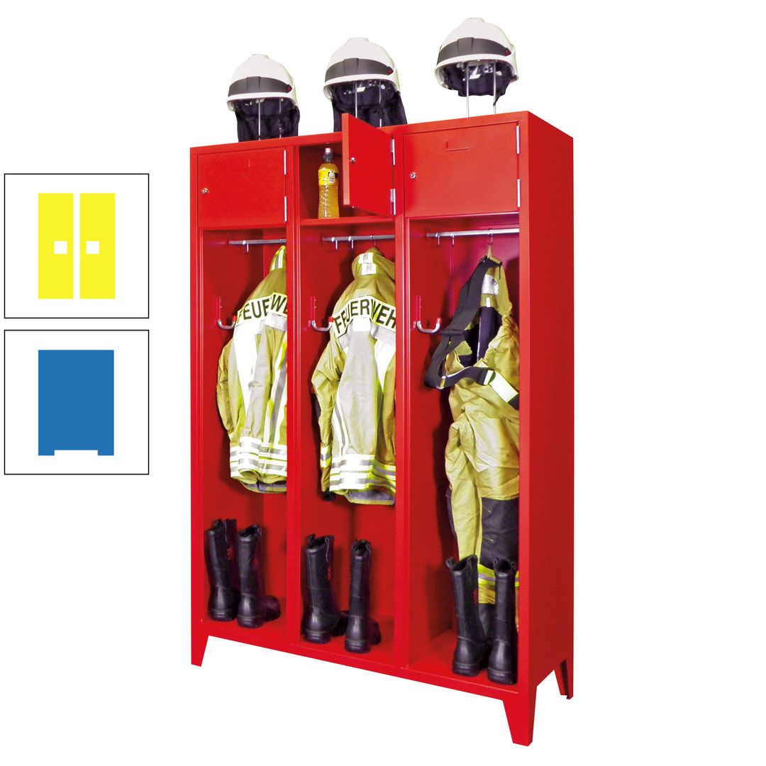 Feuerwehrschrank - 2 Abteile - Ablagefach mit Tür, Etikettenrahmen - 2.100 x 830 x 500 mm (HxBxT) - anthrazitgrau