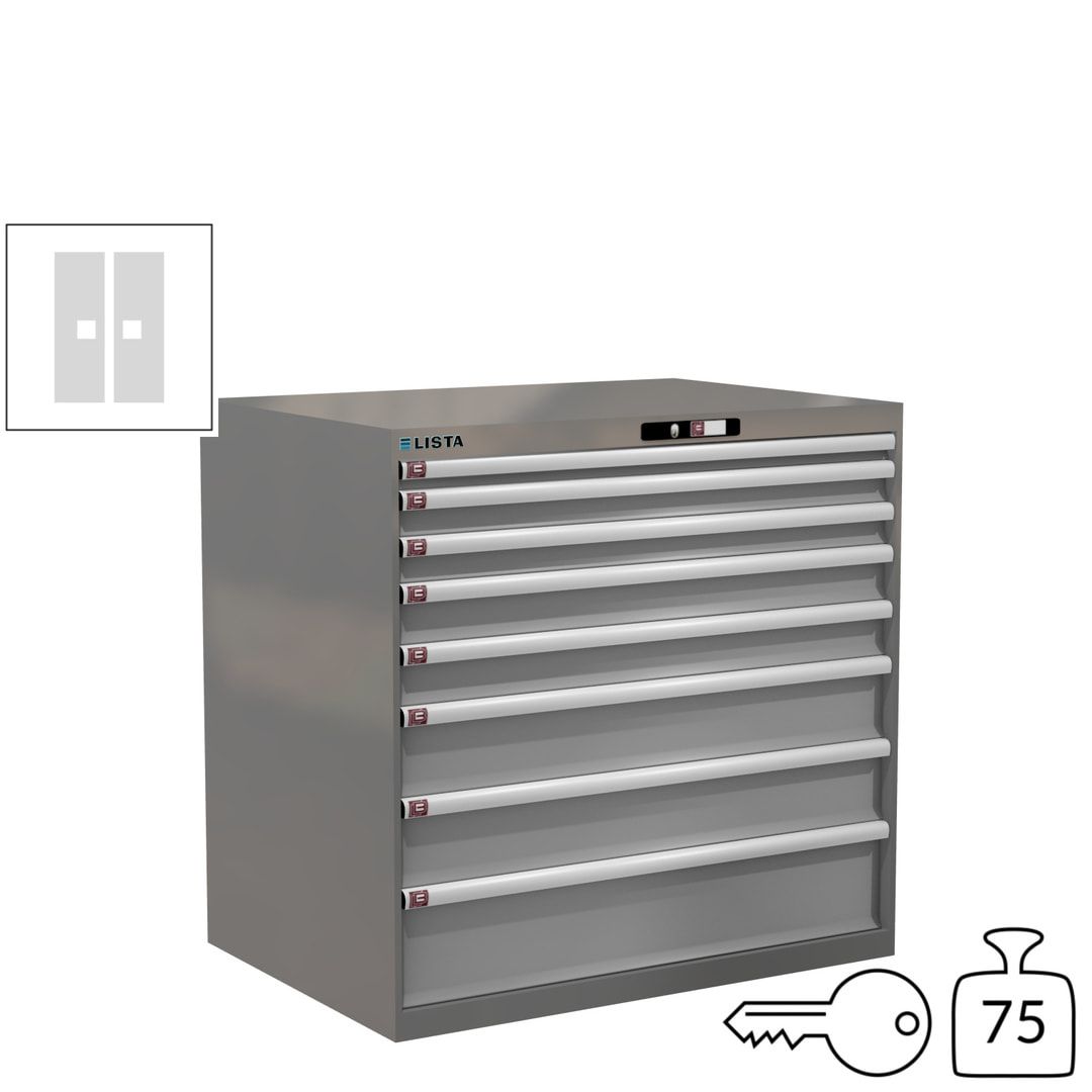 Lista Schubladenschrank - 12.541.010 - 1.000x1.023x725 mm (HxBxT) - 8 Schubladen - 200 kg - Key Lock - lichtblau (RAL 5012)