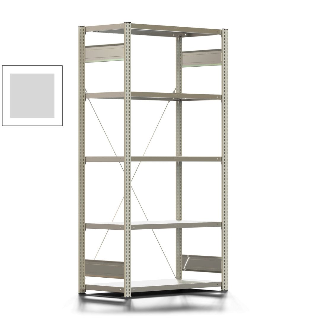 Fachbodenregal mit Tiefenriegel - 250 kg - 2.000 x 1.005 x 500 mm (HxBxT) - Anbauregal - Rahmen enzianblau - Böden verzinkt - Steckregal