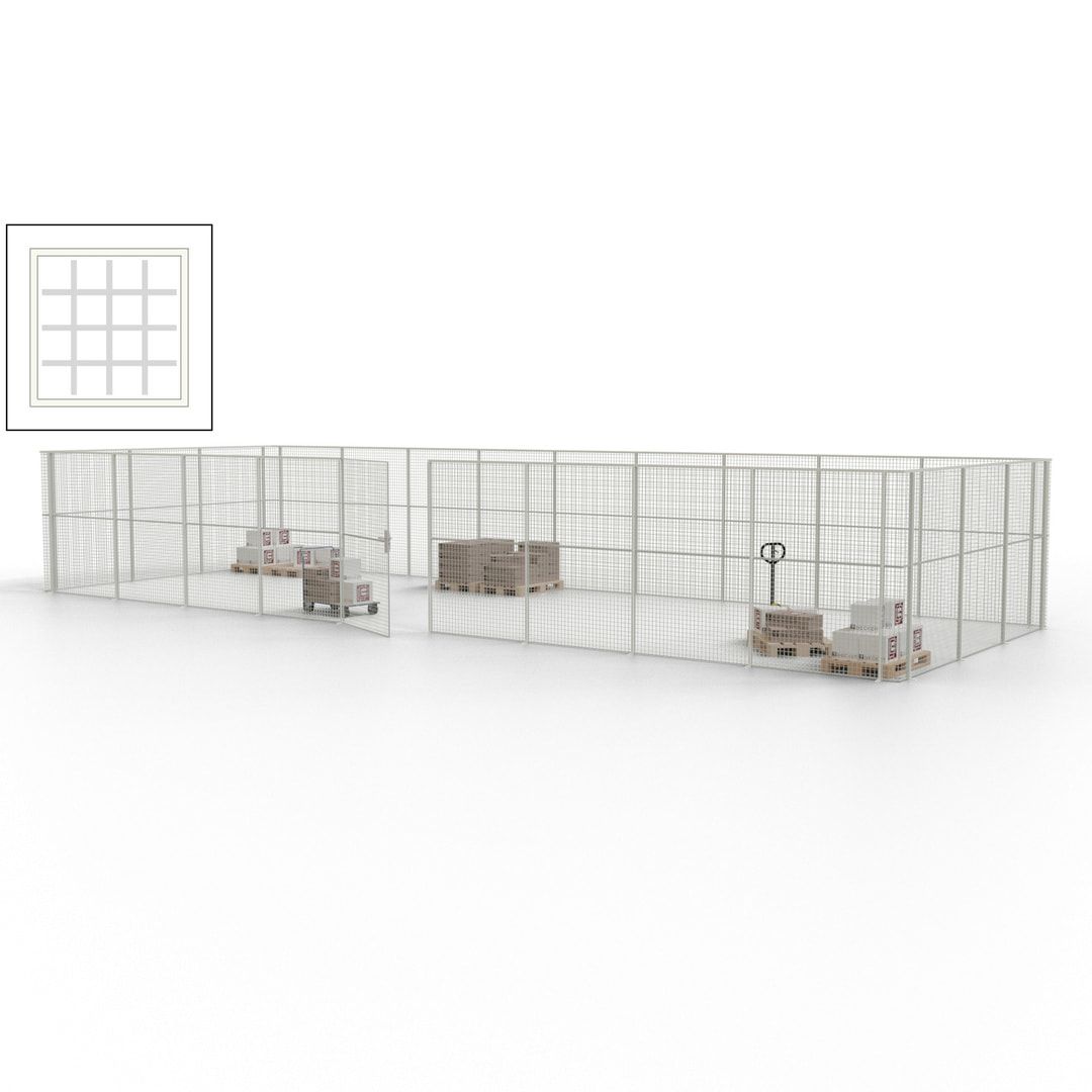 Maschinen Schutzgitter - Hallentrennwand - Sicherheitszaun - Tür - 36 m - 2.200 x 13.900 x 4.900 mm (HxBxT) - enzianblau