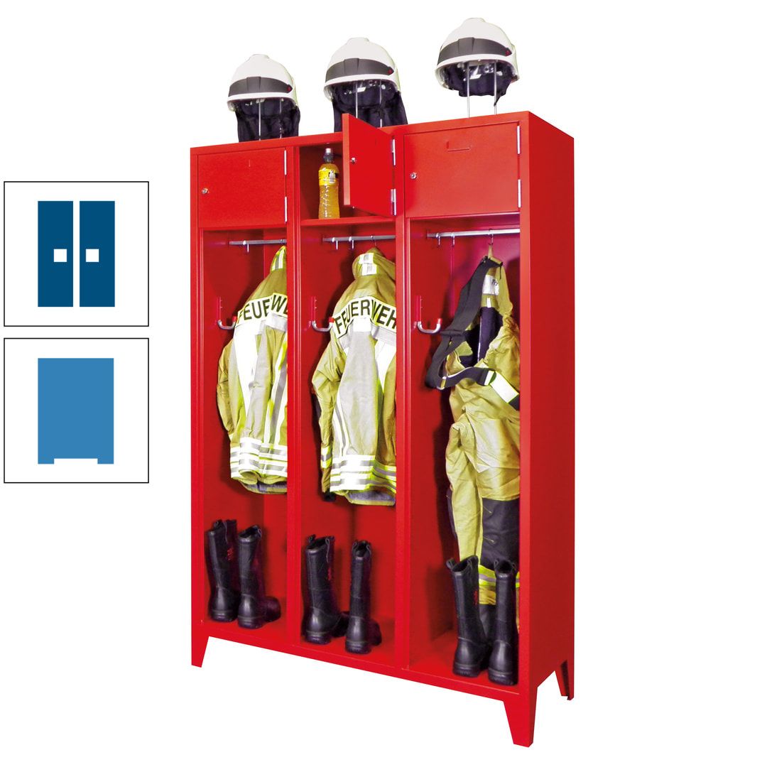Feuerwehrschrank - 2 Abteile - Ablagefach mit Tür, Etikettenrahmen - 2.100 x 830 x 500 mm (HxBxT) - anthrazitgrau
