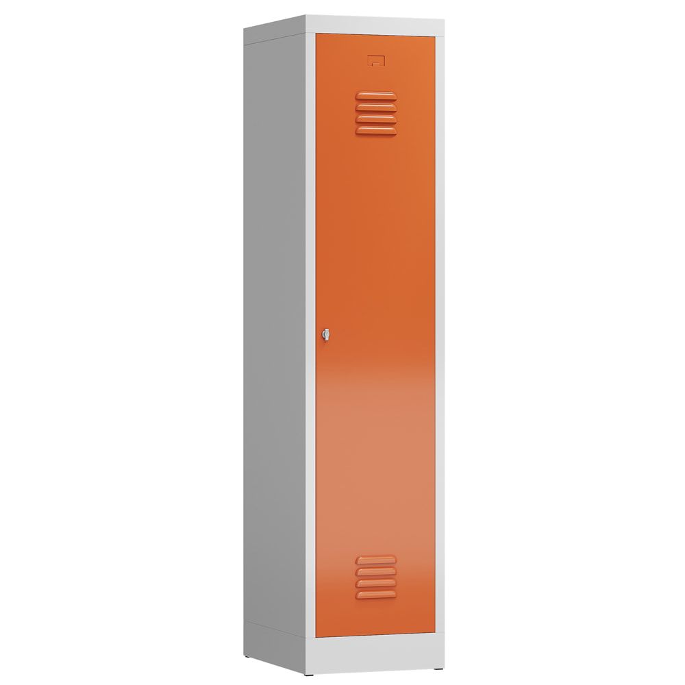 Garderobenschrank, Garderobenspind, 1 Abteil, Abteiltrennwand, 1.800 x 415 x 500 mm (HxBxT), Stahl, Drehriegel, Korpus: lichtgrau, Front: anthrazit