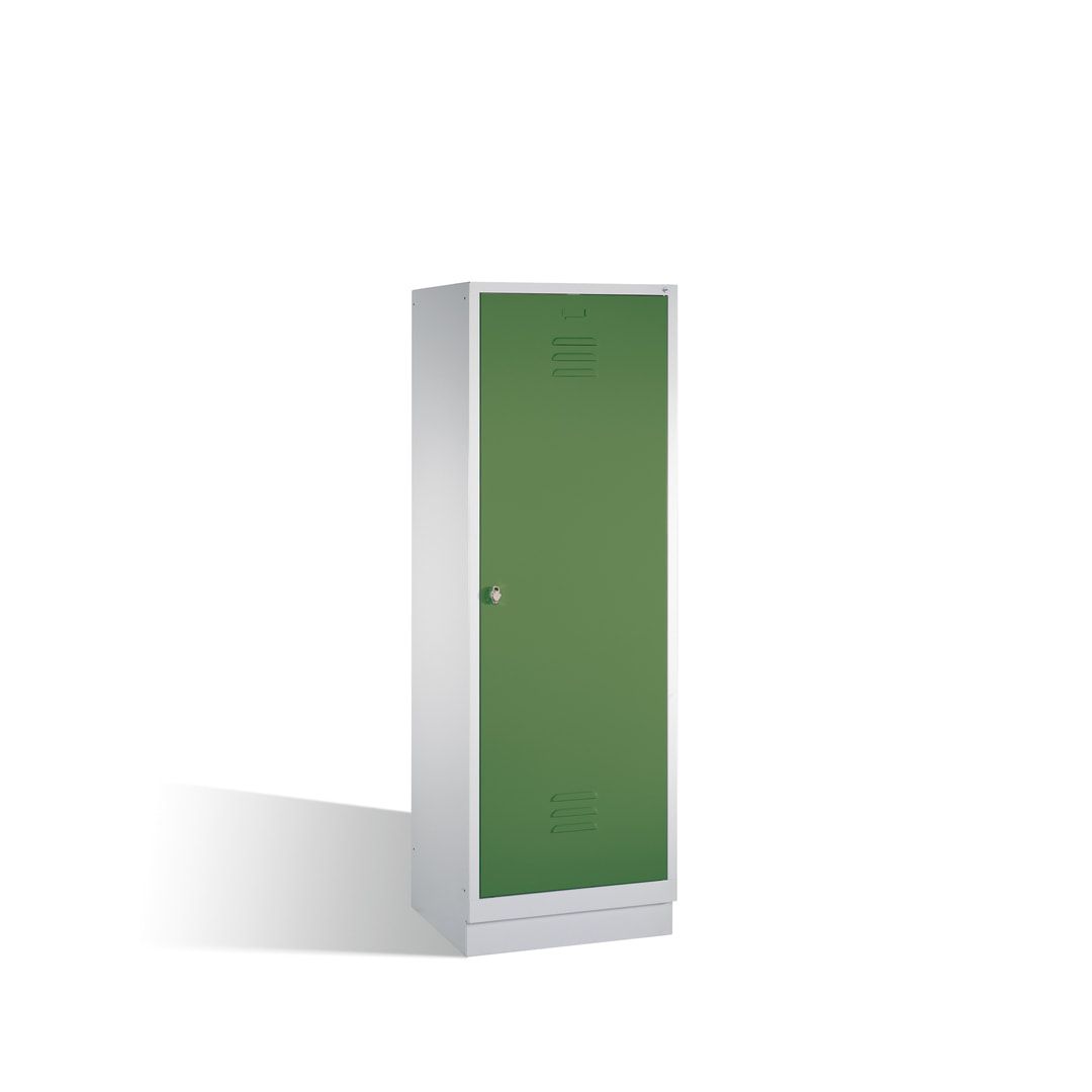 Doppel-Spind mit Großtür, Garderobenschrank mit Sockel, 2 Abteile a 300 mm, Korpus anthrazitgrau, Tür anthrazitgrau, 1.800 x 610 x 500 mm (HxBxT)