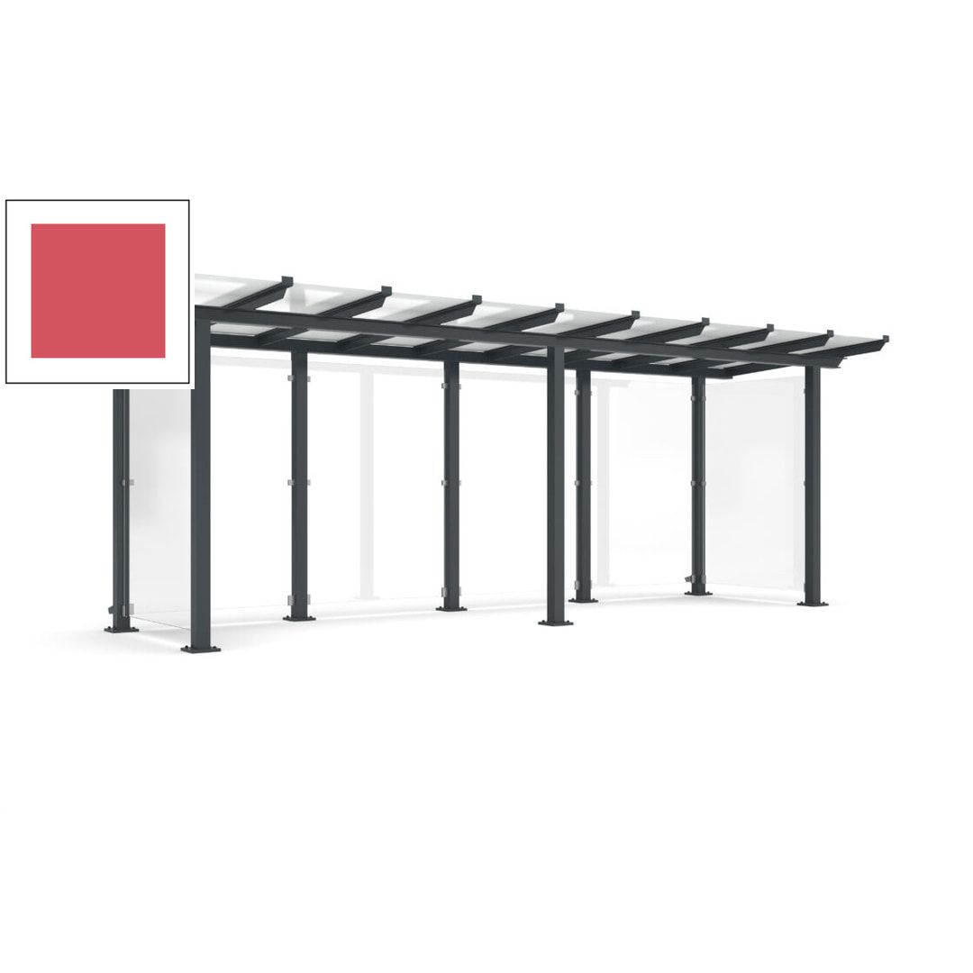 Unterstand mit Pultdach und Sicherheitsglas - feuerverzinkt und farbbeschichtet - 2.435 x 6.850 x 2.090 (HxBxT) - Farbe Achatgrau