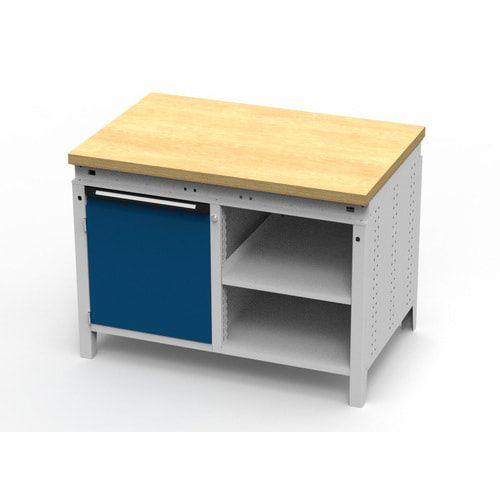 OTTOKIND Werkbank - bündige Arbeitsplatte - 850 x 1.150 x 750 mm (HxBxT) - Schrank - 2 Ablageböden - lichtgrau