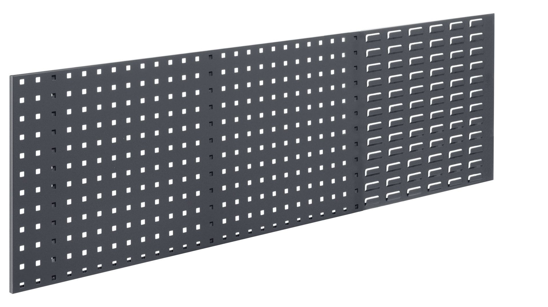 Kombiplatte ohne Zubehör, Lochplatte, Schlitzplatte, Werkzeugwand, für Werkzeughalter u. Sichtlagerkästen, 450 x 1.500 mm (HxB), Enzianblau (RAL 5010)
