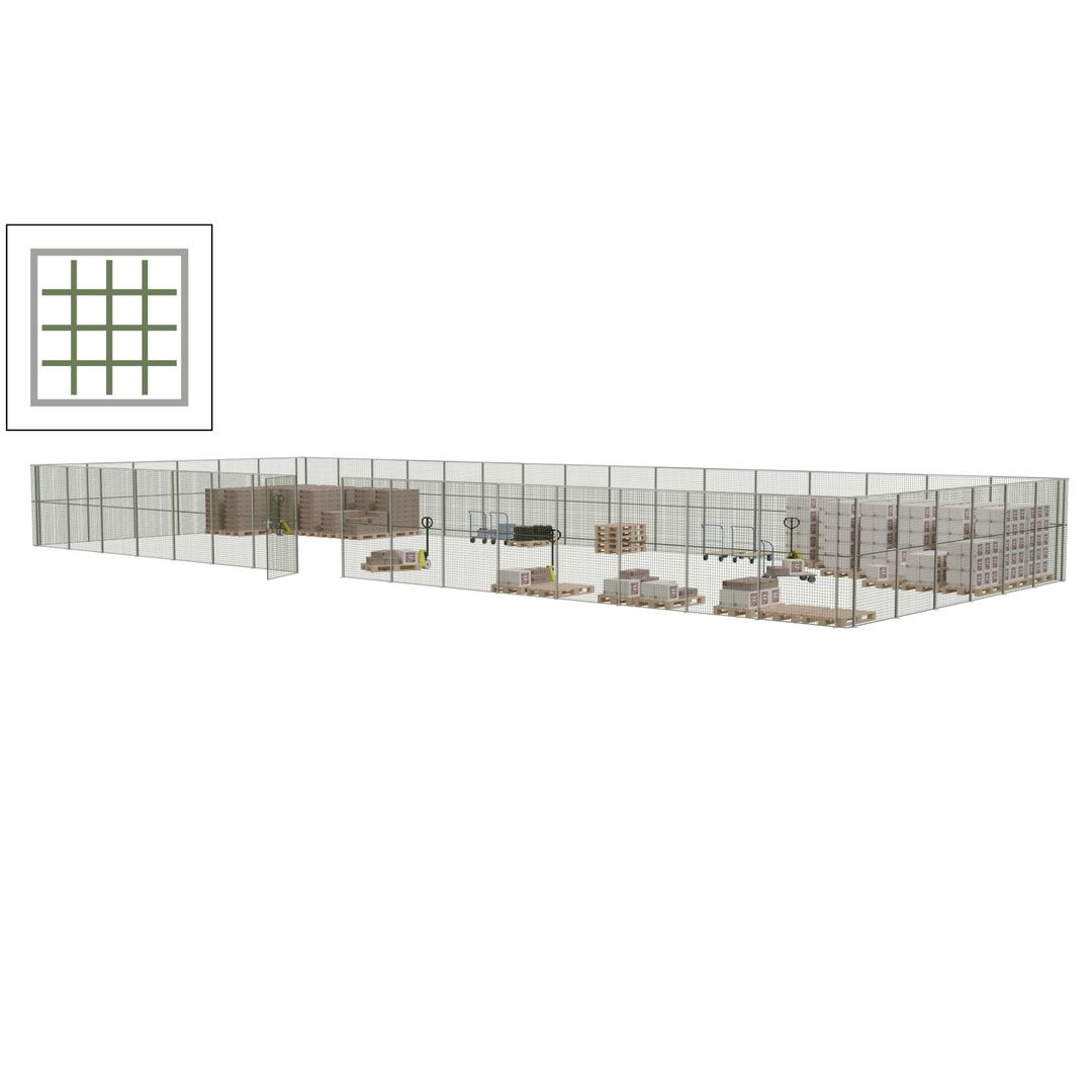 Maschinen Schutzgitter - Hallentrennwand - Sicherheitszaun - Tür - 66 m - 2.200 x 24.400 x 9.400 mm (HxBxT) - enzianblau