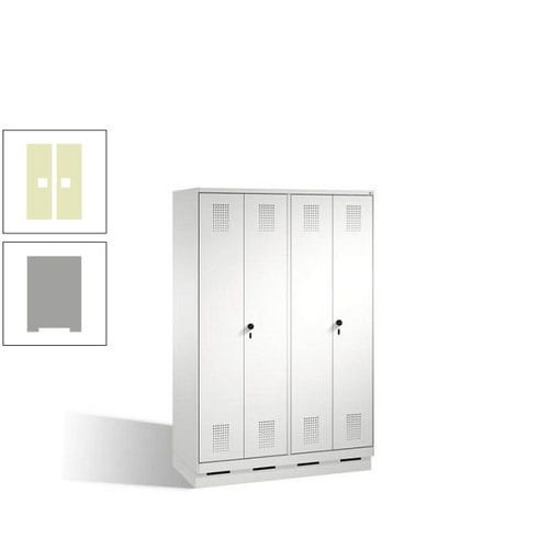 Doppel-Spind, Doppeltüren, Garderobenschrank mit Sockel, 4 Abteile a 300 mm, Korpus anthrazitgrau, Tür anthrazitgrau, 1.800 x 1.200 x 500 mm (HxBxT)