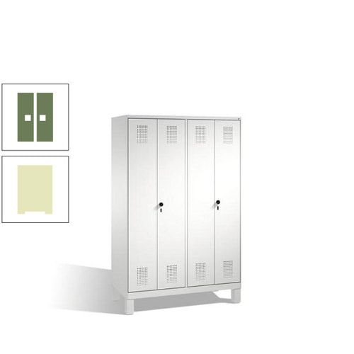 Doppel-Spind, Doppeltüren, Garderobenschrank mit Füßen, 4 Abteile a 300 mm, Korpus anthrazitgrau, Tür anthrazitgrau, 1.850 x 1.200 x 500 mm (HxBxT)
