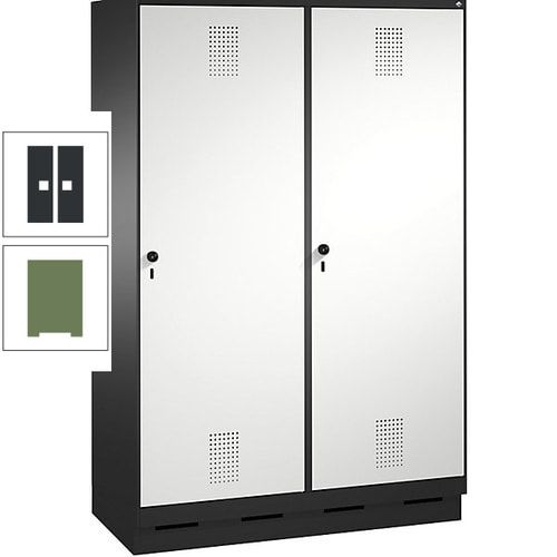 Doppel-Spind, Garderobenschrank, 2 Türen für 4 Abteile a 300 mm, Korpus anthrazitgrau, Türen anthrazitgrau, 1.800 x 1.200 x 500 mm (HxBxT)