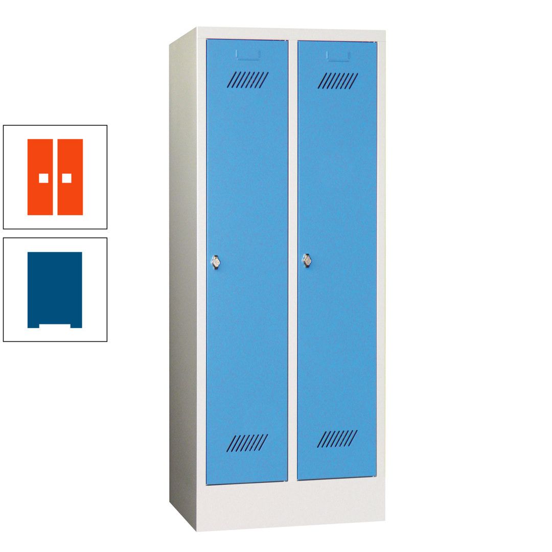 Spindschrank f. Schulen - mit Sockel - Höhe 1.600 mm - 2 Abteile a 300 mm - Drehriegel - anthrazitgrau