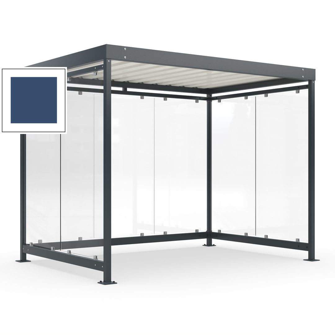 Raucherunterstand, Bausatz, Fahrgastunterstand, Bushaltestelle, 2.510 x 3.180 x 2.165 mm (HxBxT), 7 Wände, Achatgrau