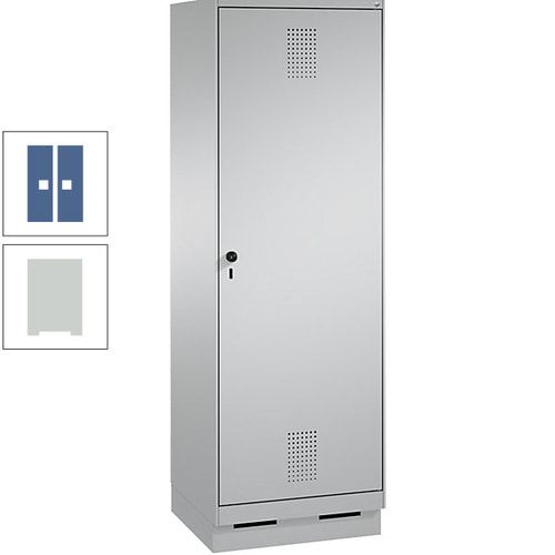 Doppel-Spind, Garderobenschrank, 1 Tür für 2 Abteile a 300 mm, Korpus anthrazitgrau, Türen anthrazitgrau, 1.800 x 600 x 500 mm (HxBxT)