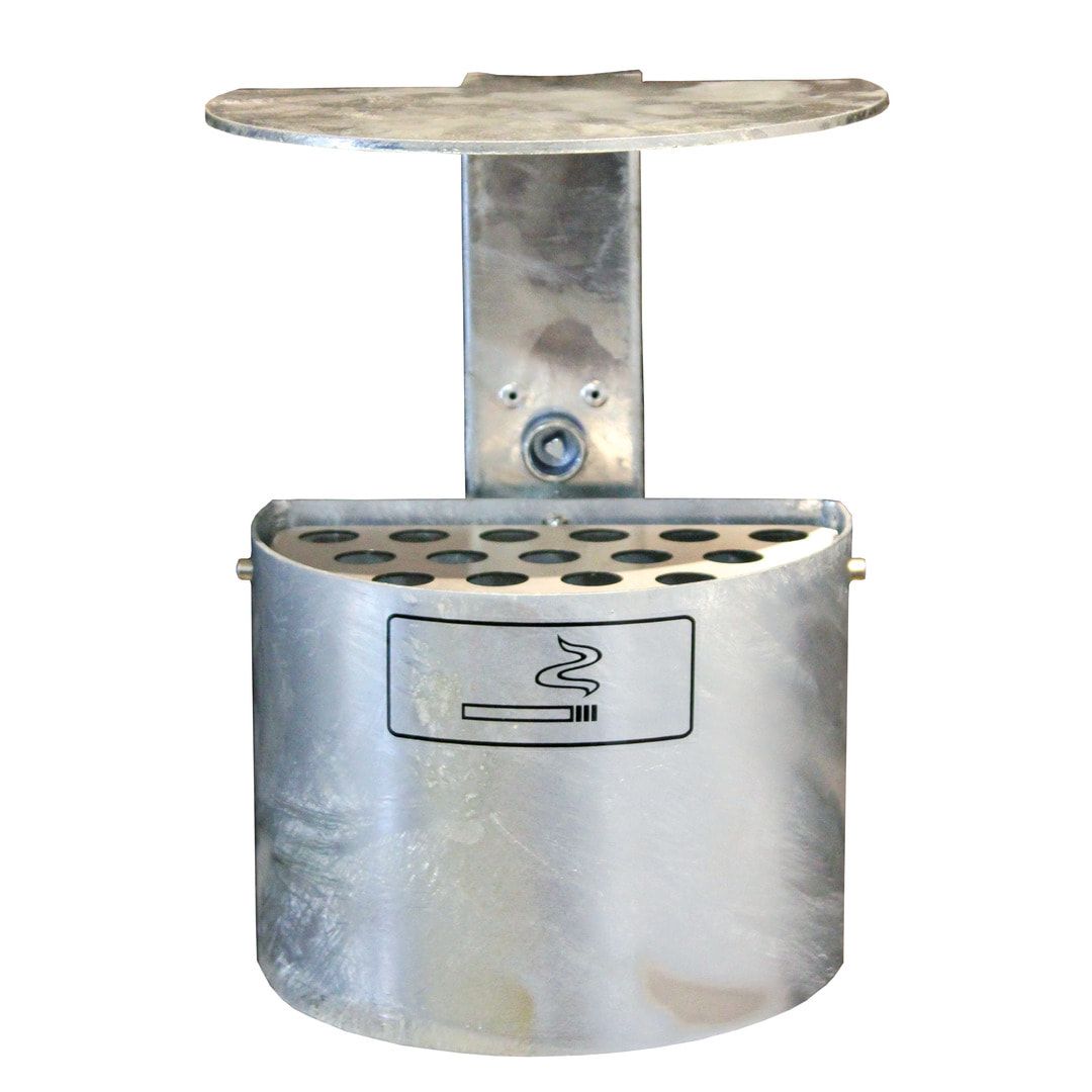 Halbrund-Ascher - 2 l - mit Haube - Wand- o. Pfostenmontage - Aschenbecher - anthrazitgrau