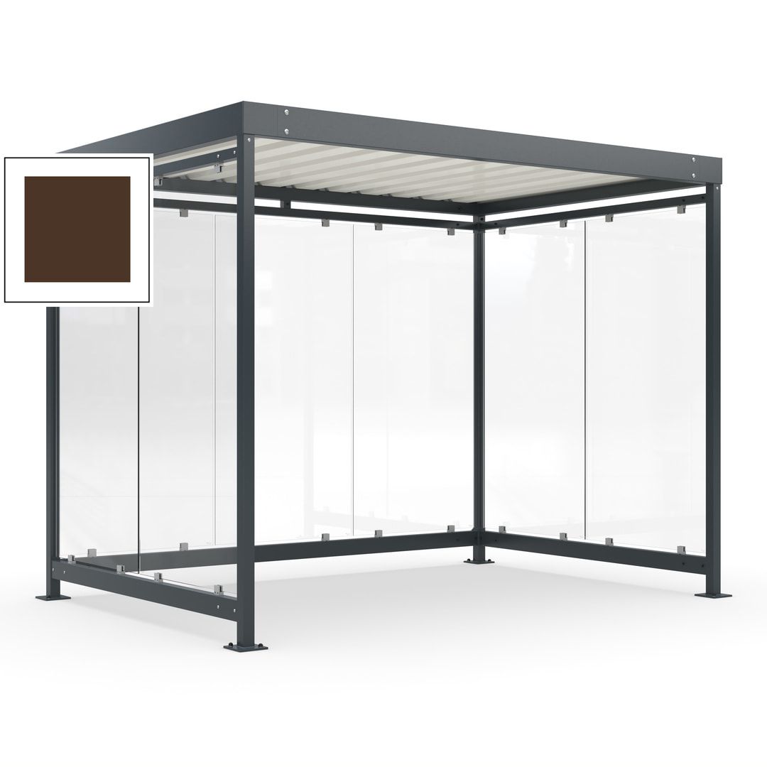 Raucherunterstand, Bausatz, Fahrgastunterstand, Bushaltestelle, 2.510 x 3.180 x 2.165 mm (HxBxT), 7 Wände, Achatgrau