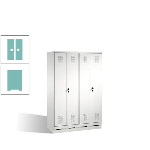 Doppel-Spind, Doppeltüren, Garderobenschrank mit Sockel, 4 Abteile a 300 mm, Korpus anthrazitgrau, Tür anthrazitgrau, 1.800 x 1.200 x 500 mm (HxBxT)