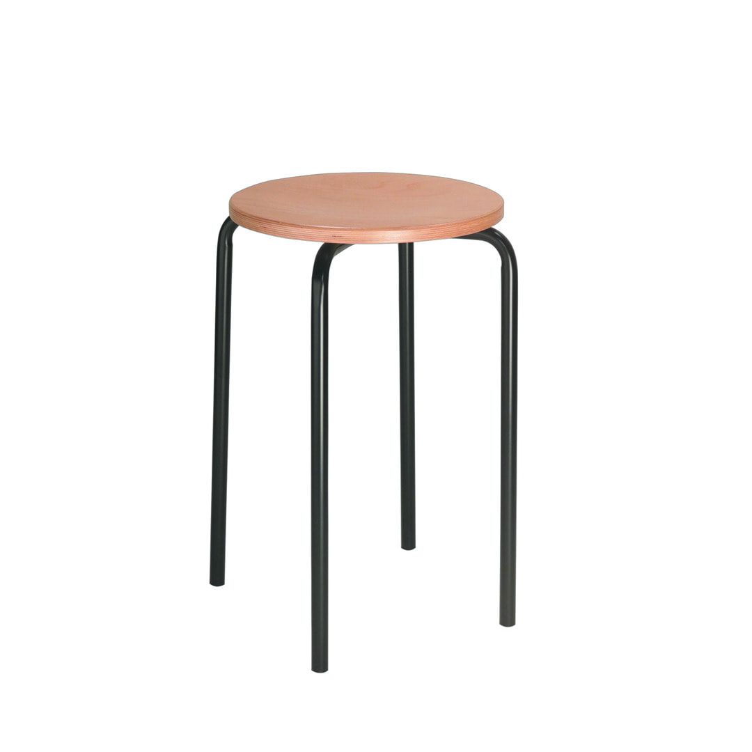 Hocker - Stapelhocker - Sitzhöhe 580 mm - Buche - Stahlrohrgestell lichtgrau