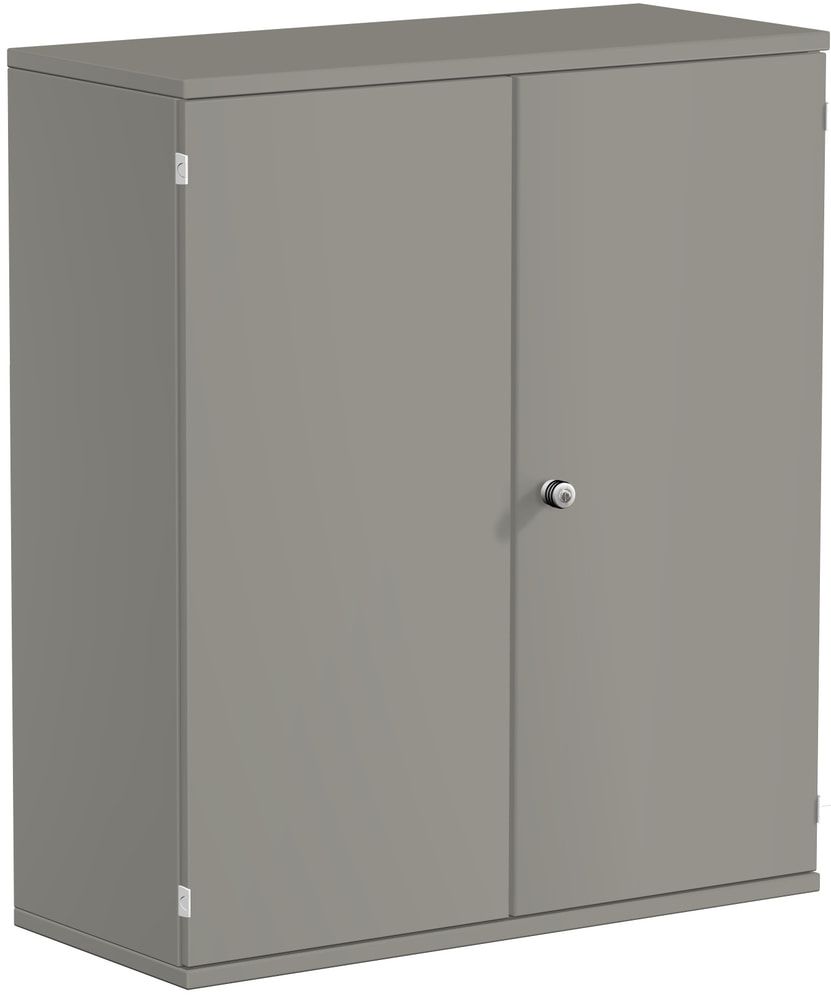 Flügeltürenschrank, Holztüren, 3 Ordnerhöhen, 2 Dekor-Einlegeböden, 1.152 x 1.000 x 425 mm (HxBxT), Frontfarbe Ahorn, Korpusfarbe Ahorn