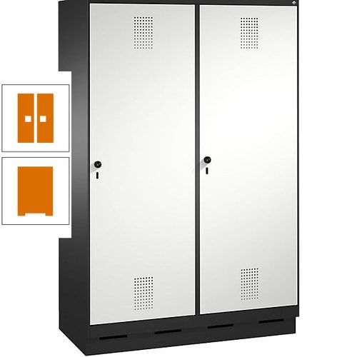 Doppel-Spind, Garderobenschrank, 2 Türen für 4 Abteile a 300 mm, Korpus anthrazitgrau, Türen anthrazitgrau, 1.800 x 1.200 x 500 mm (HxBxT)