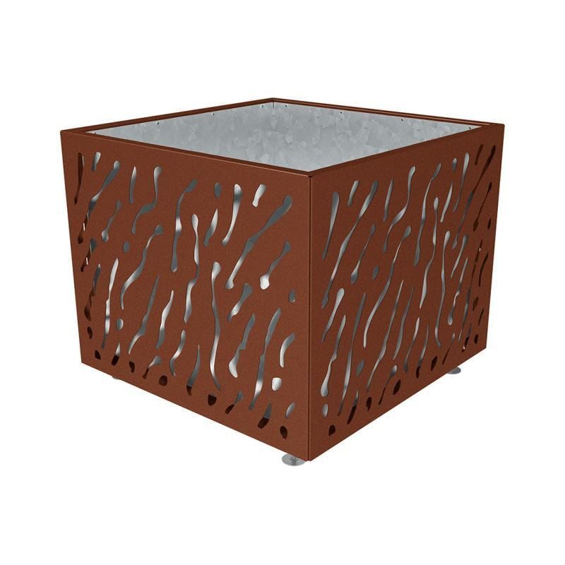 Pflanzbehälter, Stahlblech fvz, einfarbig, innen feuerverzinkt mit Verladungsgriffen, verstellbare Füße, 870 x 990 x 990 mm (HxBxT), enzianblau