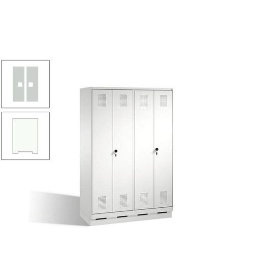 Doppel-Spind, Doppeltüren, Garderobenschrank mit Sockel, 4 Abteile a 300 mm, Korpus anthrazitgrau, Tür anthrazitgrau, 1.800 x 1.200 x 500 mm (HxBxT)