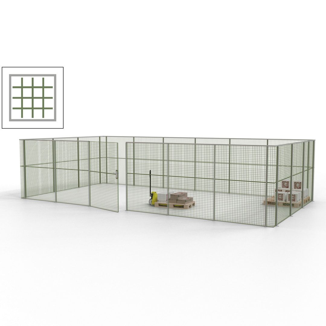 Maschinen Schutzgitter - Hallentrennwand - Sicherheitszaun - Tür - 27 m - 2.200 x 9.400 x 4.900 mm (HxBxT) - enzianblau