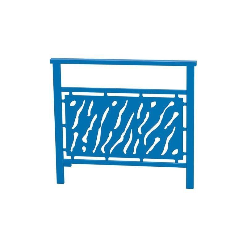 Geländer gestanztes Blech, 900 x 1.000 mm, Farbe enzianblau, eckiger Handlauf, Außengeländer, Systemgeländer