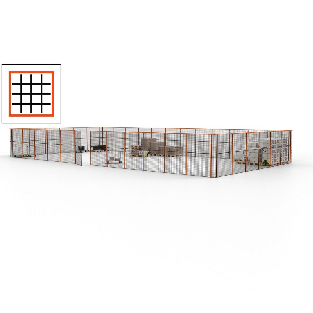 Maschinen Schutzgitter - Hallentrennwand - Sicherheitszaun - Tür - 54 m - 2.200 x 18.400 x 9.400 mm (HxBxT) - enzianblau