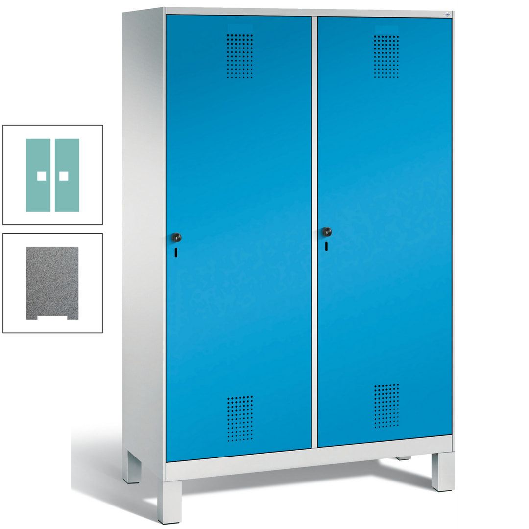 Doppel-Spind, Garderobenschrank, 2 Türen für 4 Abteile a 300 mm, Korpus anthrazitgrau, Türen anthrazitgrau, 1.850 x 1.200 x 500 mm (HxBxT)
