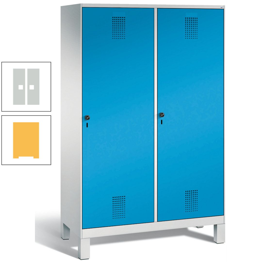 Doppel-Spind, Garderobenschrank, 2 Türen für 4 Abteile a 300 mm, Korpus anthrazitgrau, Türen anthrazitgrau, 1.850 x 1.200 x 500 mm (HxBxT)