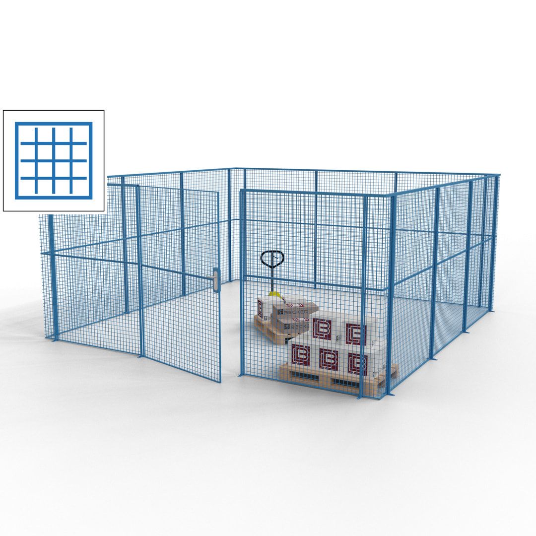 Maschinen Schutzgitter - Hallentrennwand - Sicherheitszaun - Tür - 18 m - 2.200 x 4.900 x 4.900 mm (HxBxT) - enzianblau