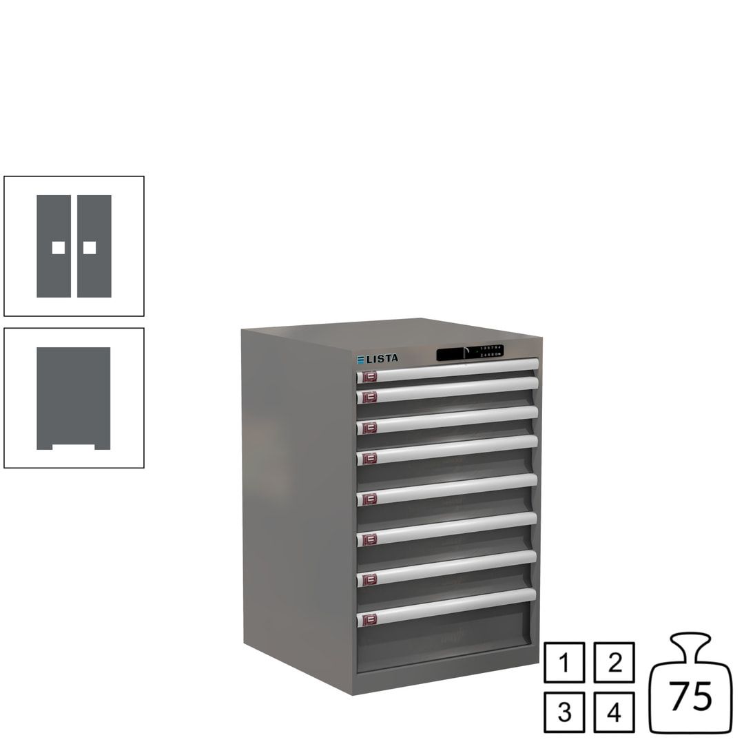Lista Schubladenschrank - 14.250.010 - 850x564x572 mm (HxBxT) - 8 Schubladen - 75 kg - Key Lock - lichtblau (RAL 5012)