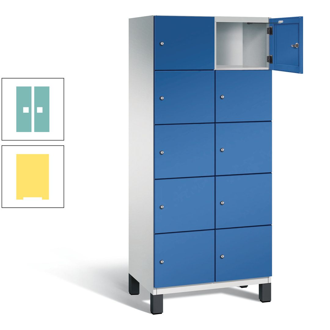 Fächerschrank, Stahlschrank, 10 Fächer, Türöffnungsbegrenzer, Füße, 1.980 x 800 x 525 mm (HxBxT), Korpus anthrazitgrau, Front anthrazitgrau