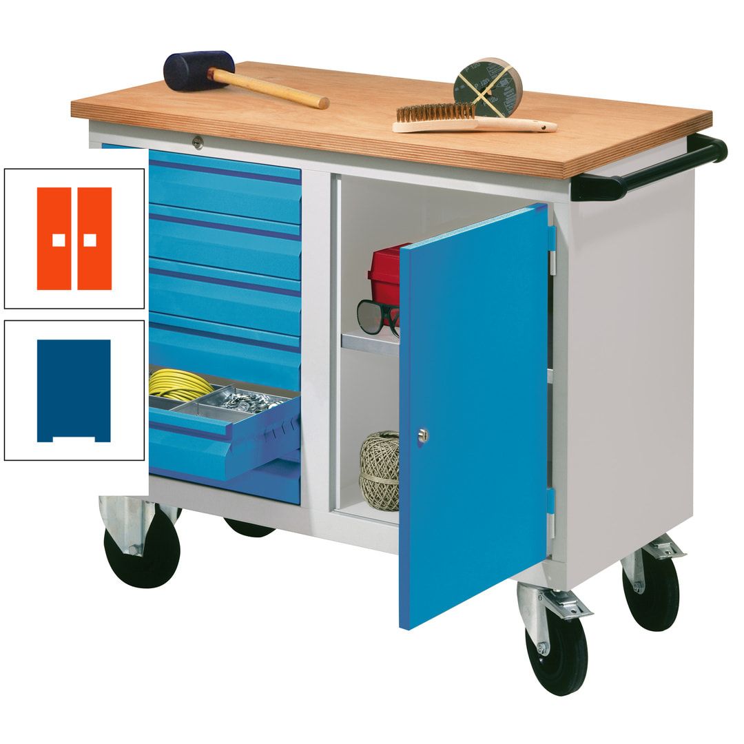 Mobile Werkbank - Werkstattwagen - 915 x 1.090 x 600 mm - 6 Schubladen und Schrankfach - anthrazitgrau
