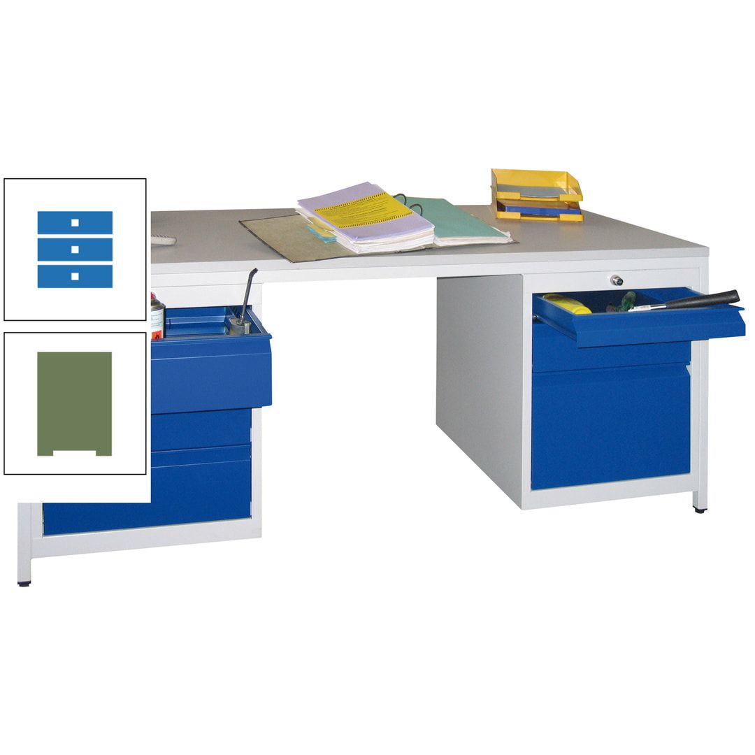 Meisterschreibtisch - 6 Schubladen, 75 / 125 / 150 / 175 / 300 mm - 720 x 1.700 x 800 mm (HxBxT) - anthrazitgrau